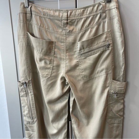 TAGS Timeless Apparel Getaway Style Sage Green Tencel Cargo Utility Boho Pant - Picture 2 of 7